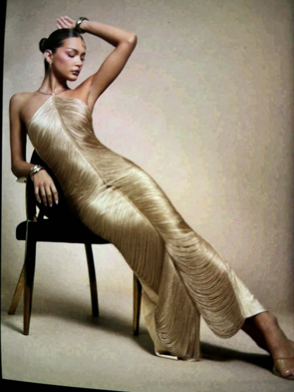 Glamorous One-Shoulder Gold Evening Dress